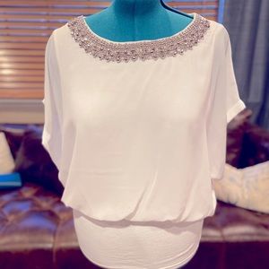 Jeweled Joseph A Blouson Top